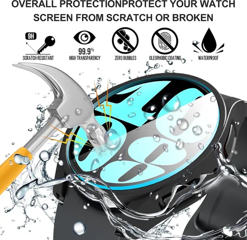 Vista 4 de Suoman Paquete de 4 + 4 fundas para Samsung Galaxy Watch 6 Classic de 1.575 pulgadas, protector de pantalla HD, cubierta protectora mate