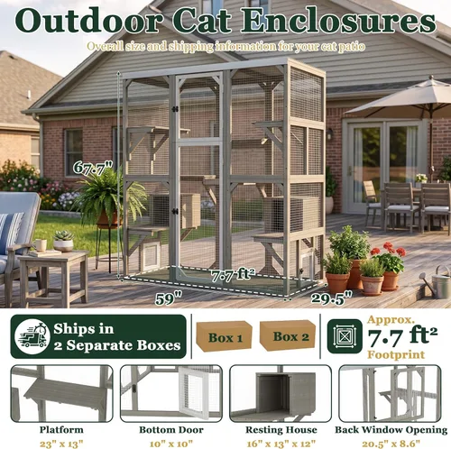 Vista 6 de Gowoodhut Catio - Recintos para gatos al aire libre, casa grande de madera