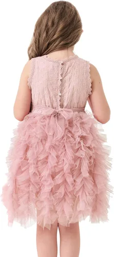Vista 6 de Miipat Vestido tutú para niñas pequeñas, con volantes, de tul sin mangas, vestido de fiesta de princesa