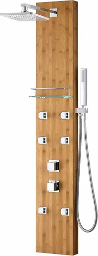 Vista 7 de ANZZI Sistema de Panel de Cabezal de Regadera Fontan Acero Cepillo 6 Chorros Turbo & Multifuncional Jet de Alta Presión + Lluvia + Combo