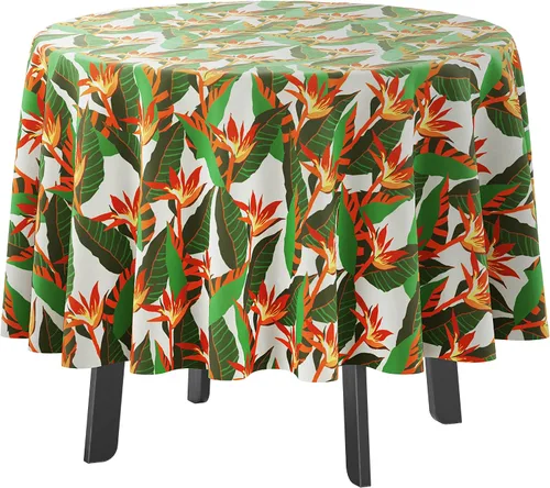 Vista 13 de Mantel redondo para interior/exterior de 58 pulgadas, mantel redondo impermeable para patio, manteles para mesa circular de primavera/verano