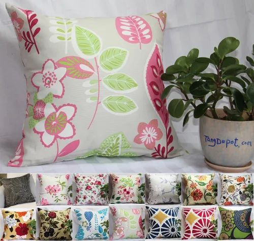 Vista 7 de TangDepot - Fundas de almohada decorativas 100% de algodón con estampado floral, fundas de almohada hechas a mano - (12 x 12 pulgadas, Negro Claro)