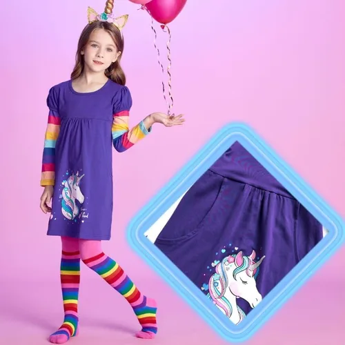Vista 5 de VIKITA Winter Girls Dresses Toddler Girl Clothes Long Sleeve School Outfits for Kids 2-12 Years