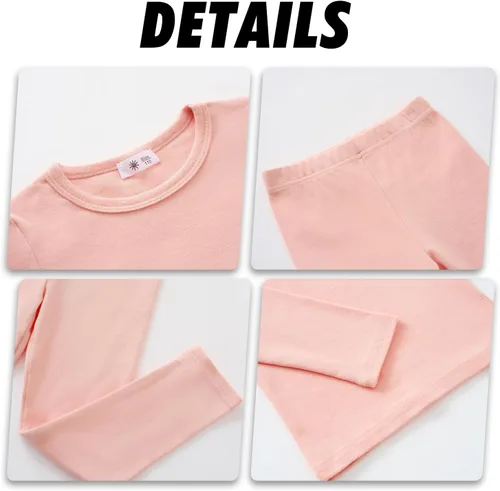 Vista 6 de DOOVID Conjunto de ropa interior térmica para niños y niñas, pantalones largos, capa base, ropa interior cálida para niños e invierno