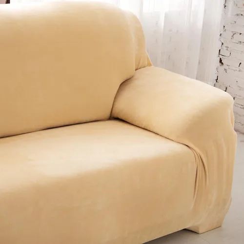 Vista 3 de vctops Funda elástica para sofá de 4 plazas de terciopelo de felpa, 1 pieza, con parte inferior elástica, protector de muebles suave y esponjoso