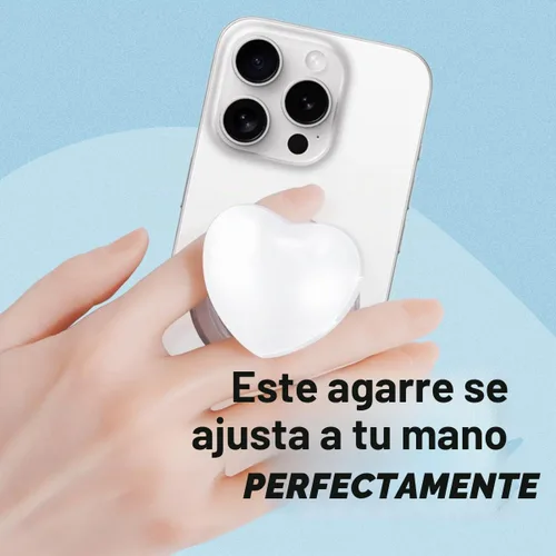 Vista 2 de OnTheGrip Compatible con Magsafe Magnético Lindo Diseño de Corazón de Vidrio Plegable Soporte de Teléfono Móvil de Agarre para Smartphone Tablet