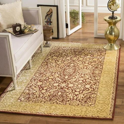 Vista 9 de SAFAVIEH Silk Road Collection SKR213G - Alfombra decorativa de lana tradicional hecha a mano, 2 x 3 pies, color granate y marfil
