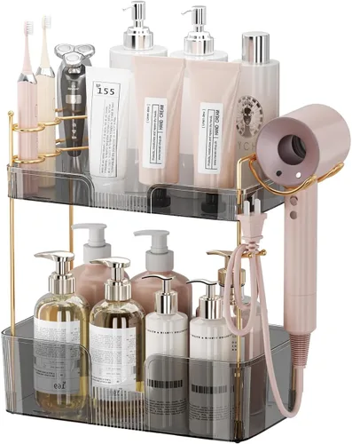 Vista 9 de shuang qing - Organizador de encimera de baño, estante de almacenamiento, estante para cosméticos y cuidado de la piel, organizador de maquillaje