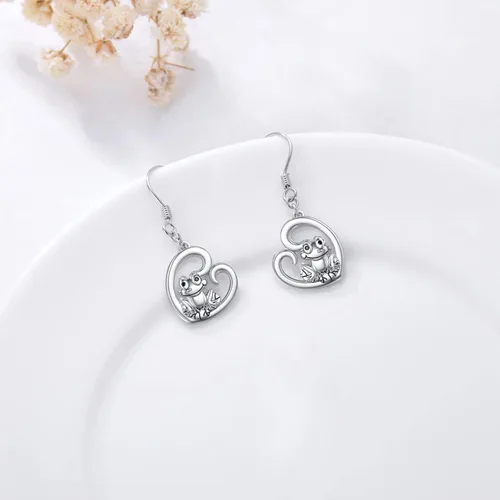 Vista 26 de POPKIMI Bonitos aretes colgantes de animales, joyería de animales, regalos de cumpleaños y Navidad para mujeres, aretes de ópalo de cristal de plata