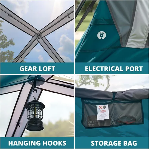 Vista 7 de CAMEL CROWN 4/6 Person Instant Cabin Tent, Pop Up Windproof Tents for Camping, 60-Second Setup Family Tent with Carry Bag for Outdoor Hiking Azul