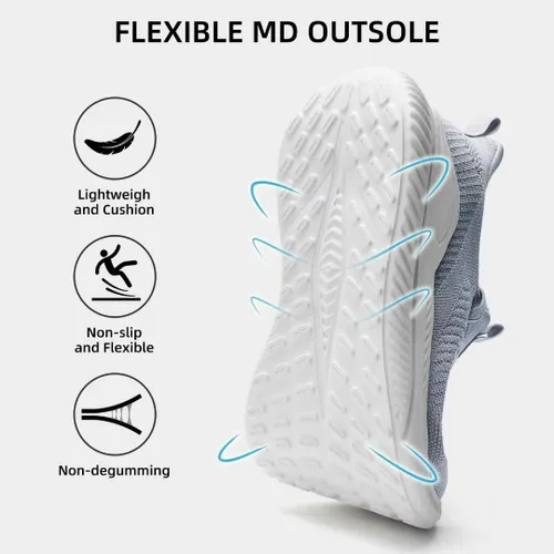 Vista 2 de Akk Zapatos deportivos para caminar para hombre, para correr, tenis para entrenamiento, atletismo, gimnasio, sin cordones, cómodos, transpirables