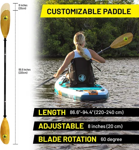 Vista 5 de Body Glove Slider Pro Paddle - Paletas de kayak para adultos, paleta de kayak ajustable con medidas grabadas con láser y área de agarre, remo