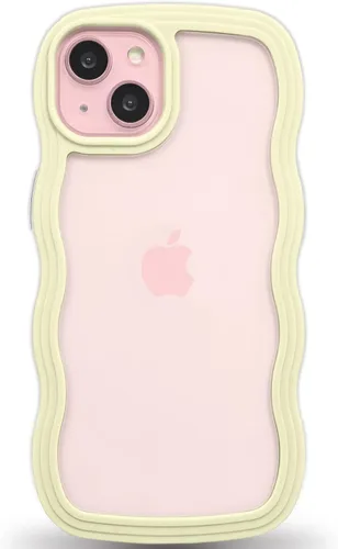 Vista 149 de Anuck Funda para iPhone 13 Pro con borde ondulado, diseño trasero transparente, agarre antideslizante, forma de marco rizado ondulado, a prueba