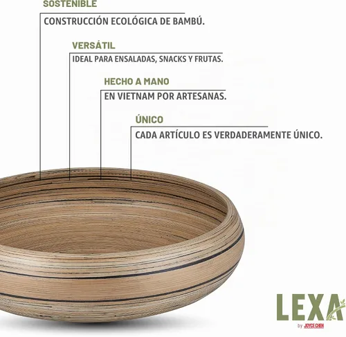 Vista 6 de LEXA Frutero de bambú para encimera de cocina, 12 pulgadas grande y redondo, cuenco de fruta de madera lacada artesanal o cuenco para dulces, cesta
