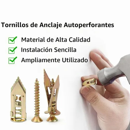Vista 3 de Anclas autoperforantes con tornillos, kit de anclas y tornillos autoperforantes para yeso para herramientas de reparación de anclajes de yeso