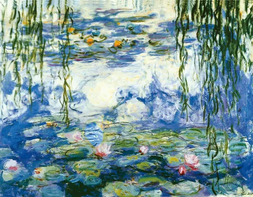 Vista 10 de Wieco Art Arte de pared enmarcado, lirios de agua por Claude Monet, lienzo, pinturas impresas, reproducción, lienzo moderno, arte de pared