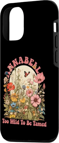 Vista 2 de Funda con nombre de ANNABELLE para iPhone 14, diseño retro de flores silvestres para niñas