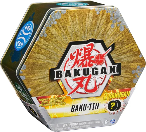 Vista 3 de Bakugan Baku-Tin, lata de almacenamiento prémium para coleccionista con 2 misterios (el estilo puede variar), juguetes para niños de 6 años