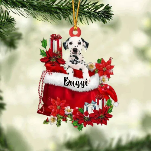 Vista 136 de Perro Akita Inu personalizado en bolsa de regalo, adorno de Navidad, nombre personalizado, regalo para amantes de los perros, familia, Navidad