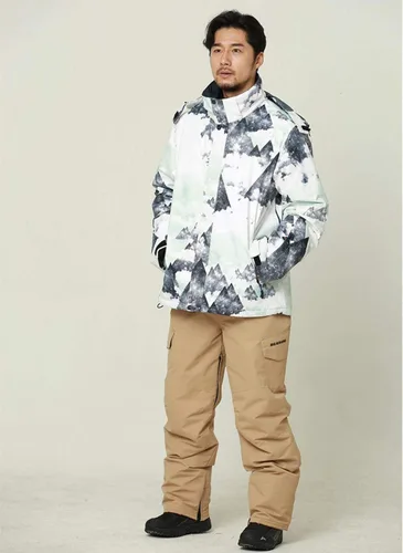 Vista 2 de YEEFINE Traje de esquí para hombre, chaqueta de esquí y pantalones, impermeable, traje de nieve para exteriores, cálido invierno, chaquetas