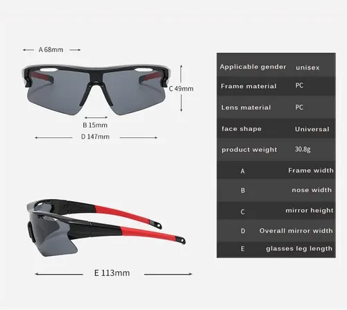 Vista 5 de Gafas de sol deportivas para hombres y mujeres jóvenes béisbol ciclismo correr conducir pesca golf motocicleta gafas para exteriores UV400 Black