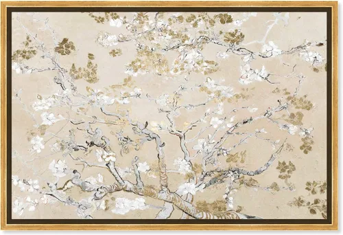 Vista 12 de Oliver Gal Van Gogh en lienzo inspirado en flores doradas, arte de pared para sala de estar, dormitorio y baño, 15 x 10 pulgadas, marco flotante