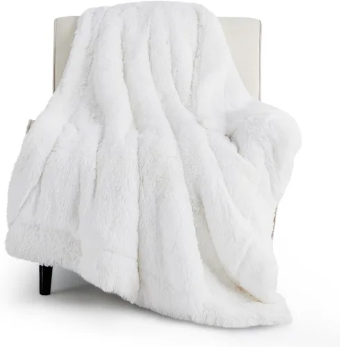 Vista 42 de Bedsure GentleSoft Manta de Tiro de Piel Sintética Esponjosa y Suave para Sofá, Forro Polar Sherpa Suave Regalos Acogedores para Mujeres, Manta