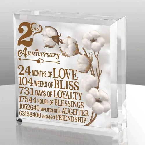Vista 3 de Regalo de algodón tradicional de 2 años, recuerdo de aniversario de algodón y pisapapeles para marido, esposa, novia o novio