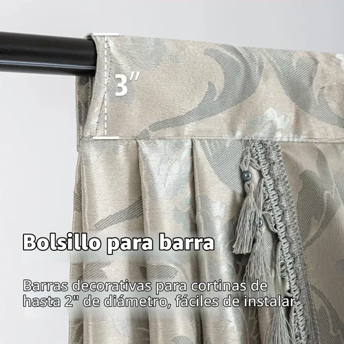 Vista 6 de Cenefas florales europeas gris plateado con bolsillo para barra
