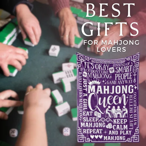 Vista 3 de Huglanket Mahjong - Regalos para mujer, divertida manta de franela Mahjong para amantes de Mahjongg, 50 x 65 pulgadas, agradable a la piel, manta