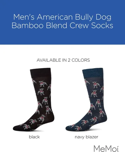 Vista 2 de MeMoi American Bully Dog Men's Socks, Rayon Blend Mens Crew Socks, Environmentally Friendly Fabric - Sizes 10-13