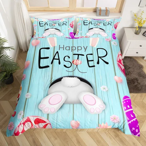 Vista 16 de Erosebridal Juego de funda de edredón de Pascua de conejos, tamaño Color 01