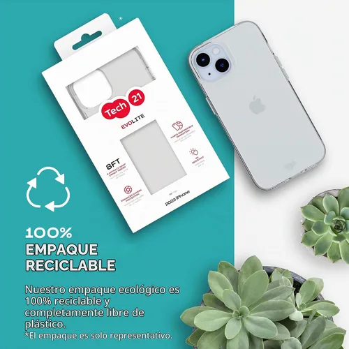 Vista 7 de Tech21 EvoLite - Funda para iPhone 15 / 16e - Funda fina de protección contra impactos, transparente