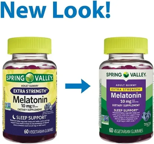 Vista 5 de Spring Valley - Melatonina extra fuerte de 10 mg - Gomitas de arándanos - 60 gomitas vegetarianas - Apoyo para dormir con organizador SUREFECT