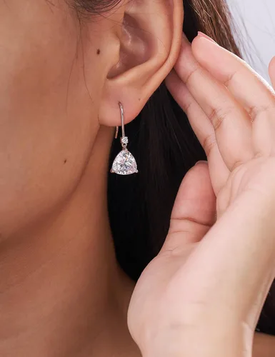 Vista 5 de IMOLOVE Aretes colgantes de plata de ley para mujer, chapados en oro blanco de 18 quilates