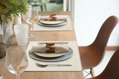 Vista 8 de Homing - Juego de 4 manteles individuales de lino de algodón, manteles de tela lavables para mesa de comedor estilo granja para interiores y Beige