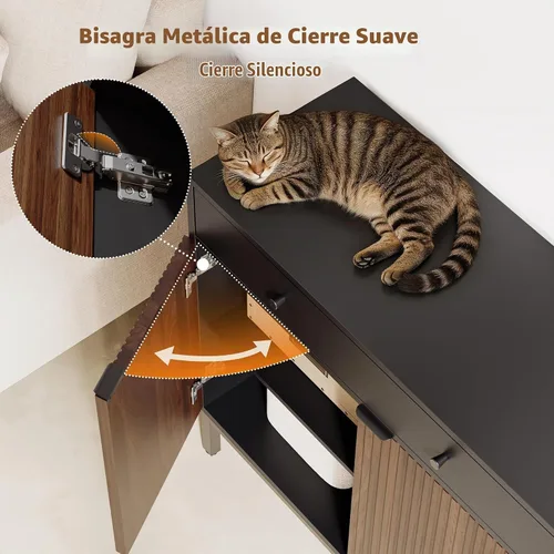 Vista 6 de [Usado] Mericonia Aparador Buffet Gabinete Almacenamiento, Consola de madera moderna acanalada Credenza