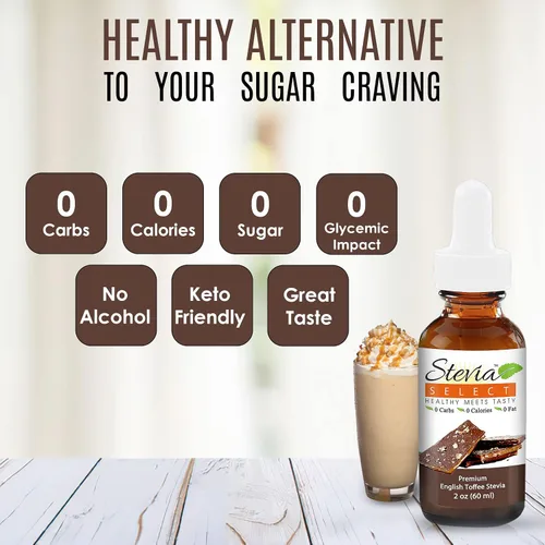 Vista 3 de Stevia Drops Butterscotch, English Toffee, & Vanilla Stevia Select Keto Coffee Sugar-Free Stevia Flavors Bundle (3) Pack