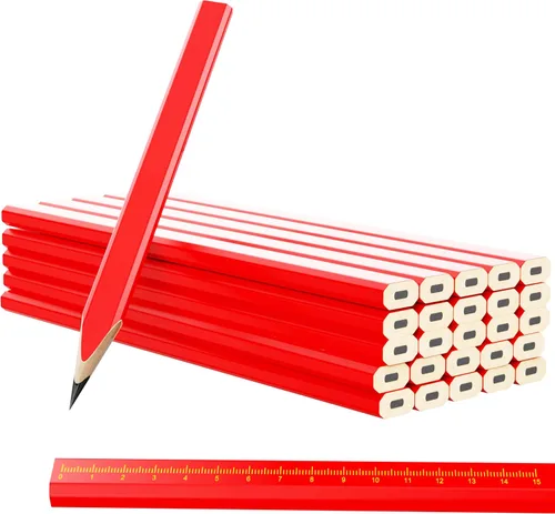 Vista 6 de RONDURE Paquete de 8 lápices de carpintero para construcción, carpintería, lápiz plano, contratista resistente, lápiz de construcción, carpintería