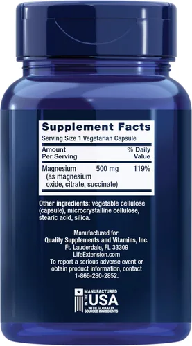 Vista 2 de Cápsulas vegetarianas de magnesio, 0.017 oz, 100 unidades, de Life Extension , 7.3787E+11, 100, 1, 1