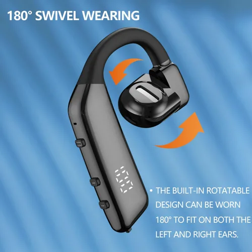 Vista 4 de Auricular Bluetooth V5.3 Auricular Bluetooth de un solo oído, con cancelación de ruido y compatible con micrófono, tiempo de conversación de 30