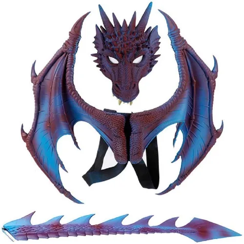 Vista 6 de Himine Alas de dragón Props Cosplay Wing con cola