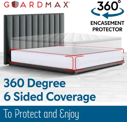 Vista 3 de Guardmax Funda Premium para Somier - Tamaño Individual Impermeable y a Prueba de Chinches con Cremallera Funda para Somier - Protector de Somier