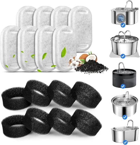 Vista 7 de Paquete de 8 filtros de repuesto para fuente de agua de acero inoxidable de 84 oz/2.5L y Neverland Cat con luz nocturna LED