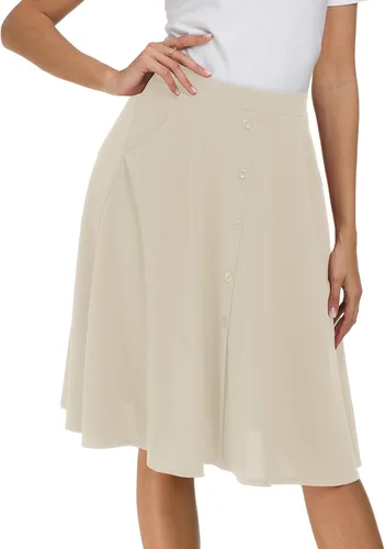 Vista 5 de Falda frontal plisada con botón frontal para mujer con bolsillo de Afibi