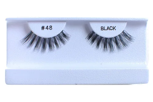 Vista 3 de 10 pares de pestañas postizas 100% cabello humano, negro natural #1