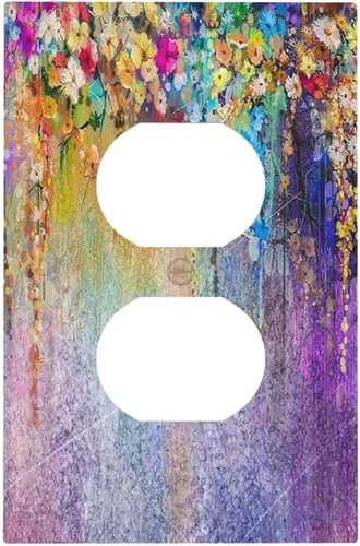 Vista 58 de Mid Century Morden Boho - Placa de pared para interruptor de luz dúplex de 1 banda, placa frontal decorativa eléctrica para receptáculo para baño