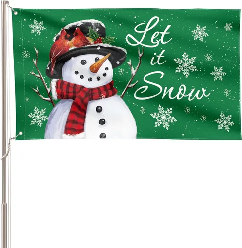 Vista 13 de AVOIN colorlife Deje que nieve muñeco de nieve copo de nieve bandera de Navidad de jardín 12x18 pulgadas de doble cara, bandera decorativa de granja