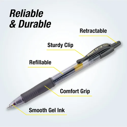 Vista 3 de Pilot G2 Premium - Bolígrafos de gel de punta rodante, recargables y retráctiles, punta gruesa, bolígrafos de gel gruesos, 0.039 in, negro, paquete