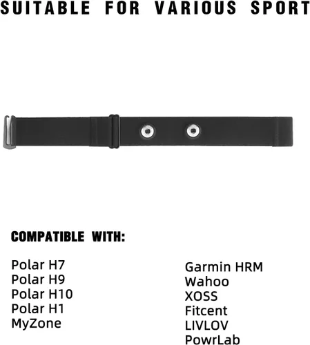 Vista 4 de Polar H10 H9 H7 Correa de pecho de repuesto - Ajustable suave HRM compatible con sensor de frecuencia cardíaca polar